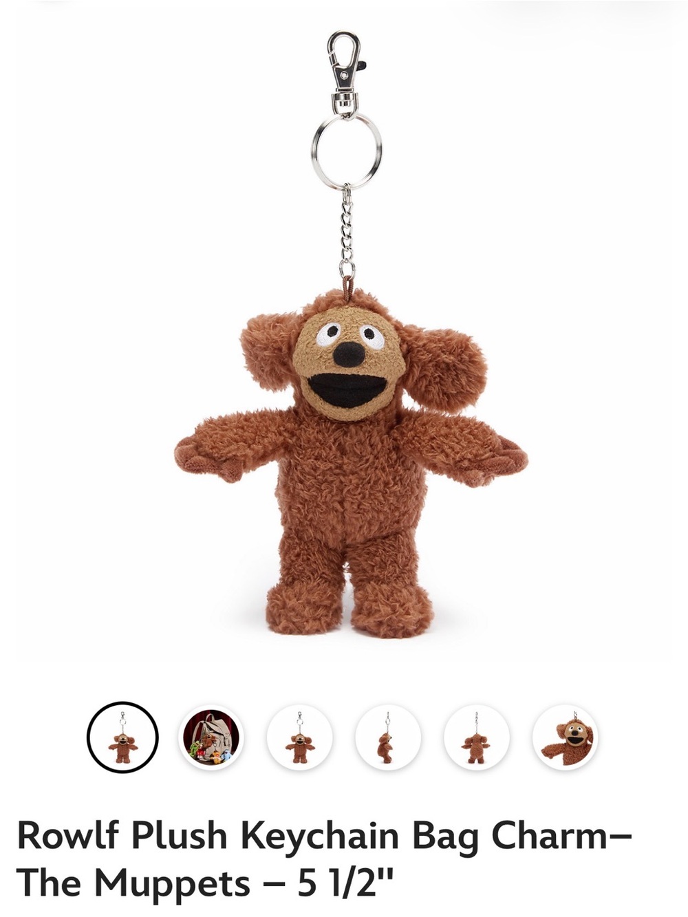 The Muppets Rowlf Brown Plush Keychain Bag Charm